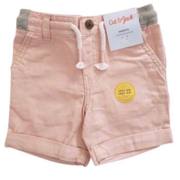 Cat & Jack Girls Pink Flexible Drawstring Easy On Easy Off Shorts - Picture 1 of 3